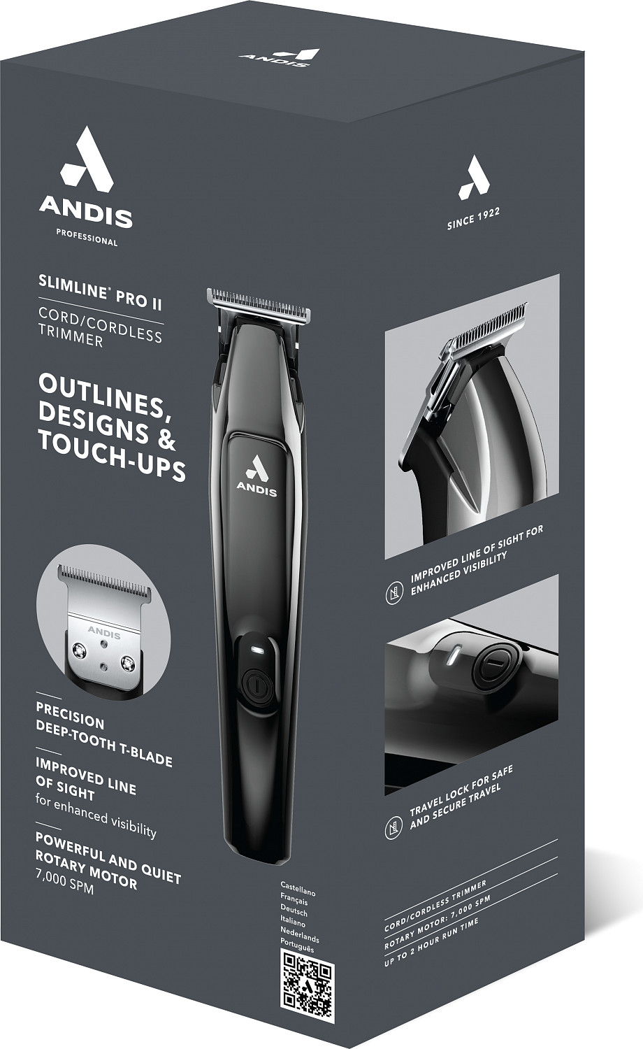  Andis Slimline Pro II Trimmer Black Chrome 