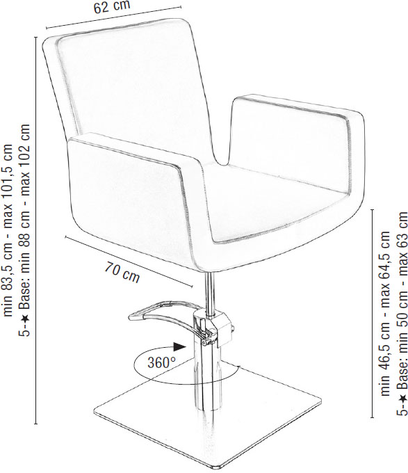  Sibel Attractio Styling Chair Black / 5-Star-Base 