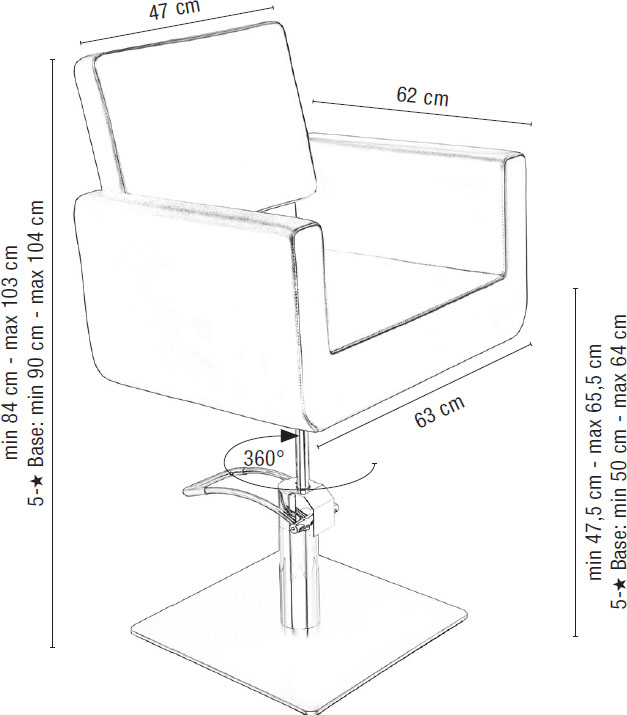  Sibel Felicitas Styling Chair Black / Square Base 