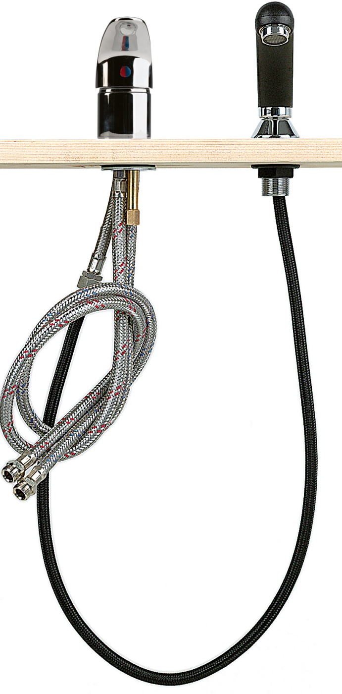  Sibel Chromed Mixing Tap + Handshower Black 