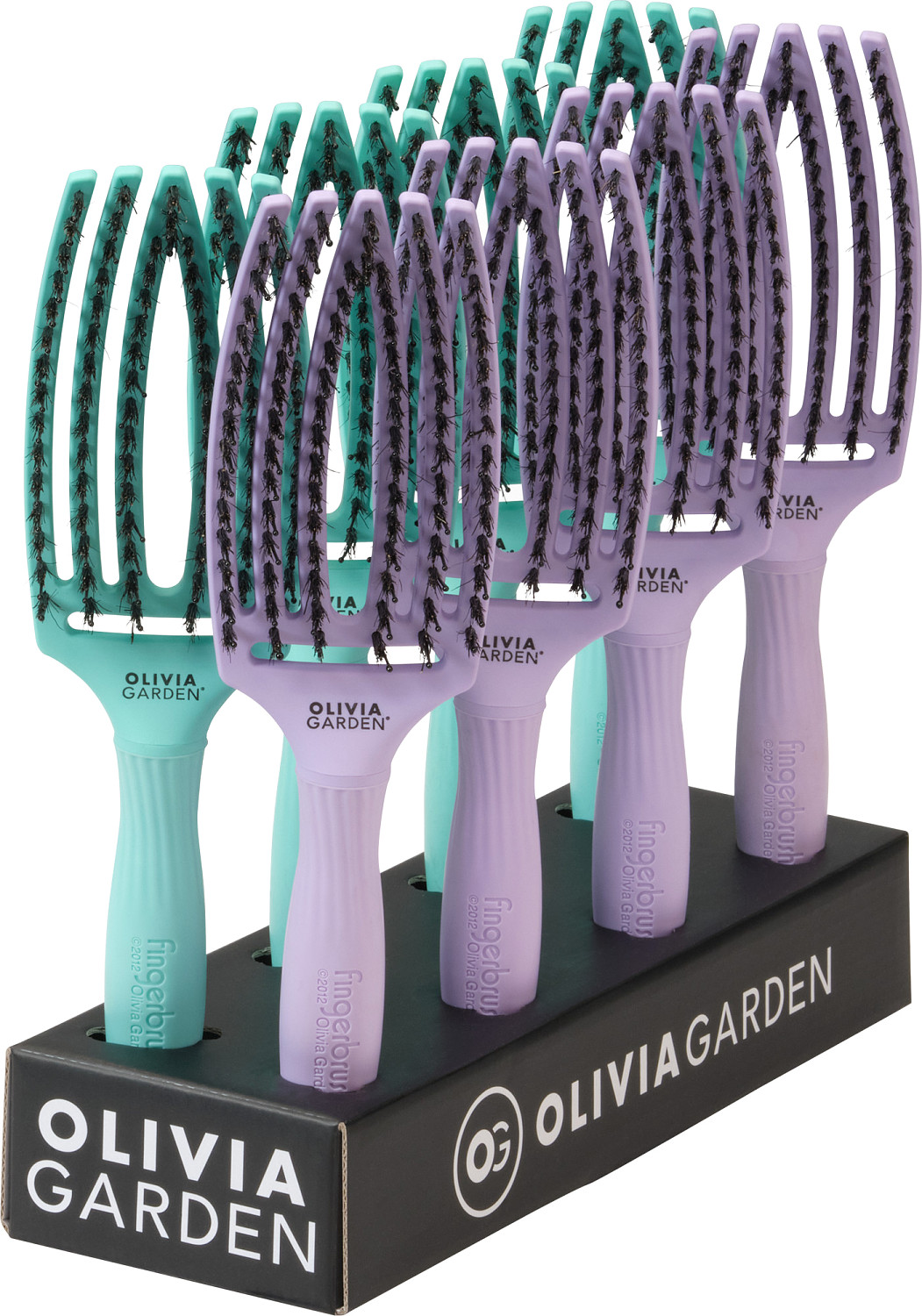  Olivia Garden Fingerbrush Combo Medium Display Mint/Lavender 
