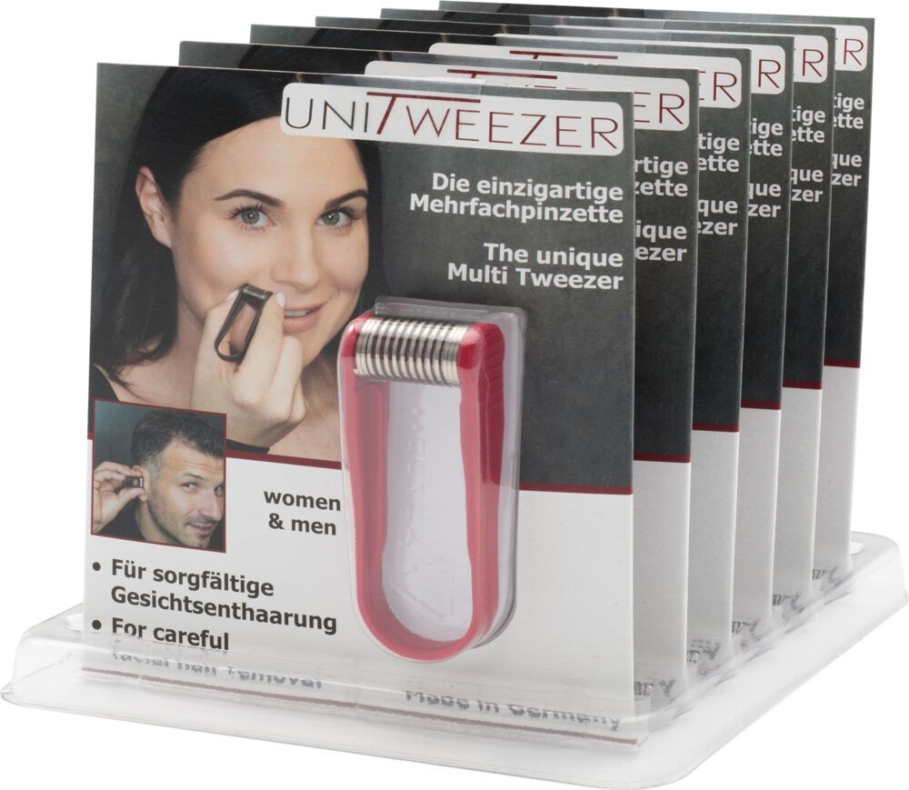  Unitweezer Display of 6 Multi-spiral Tweezers Red 
