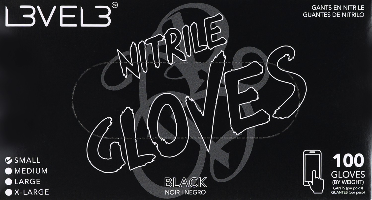  L3VEL3 Nitrile Gloves Small Black 