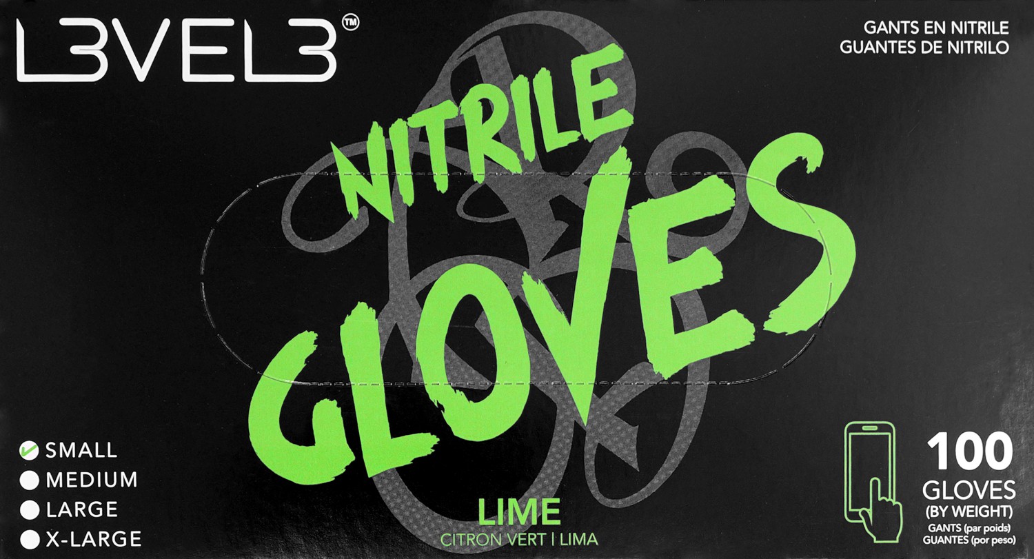  L3VEL3 Nitrile Gloves Small Lime 