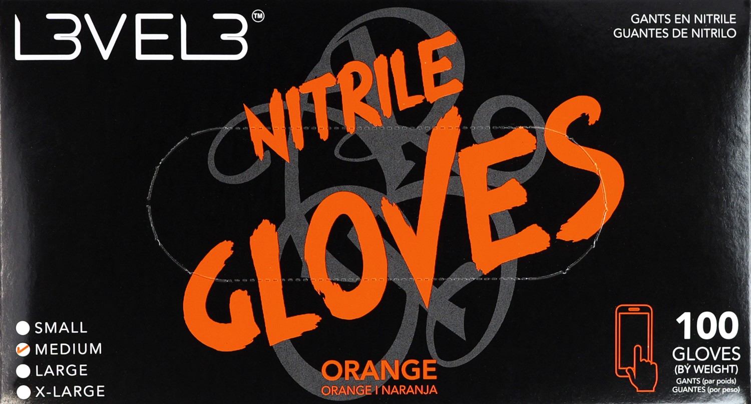  L3VEL3 Nitrile Gloves Medium Orange 