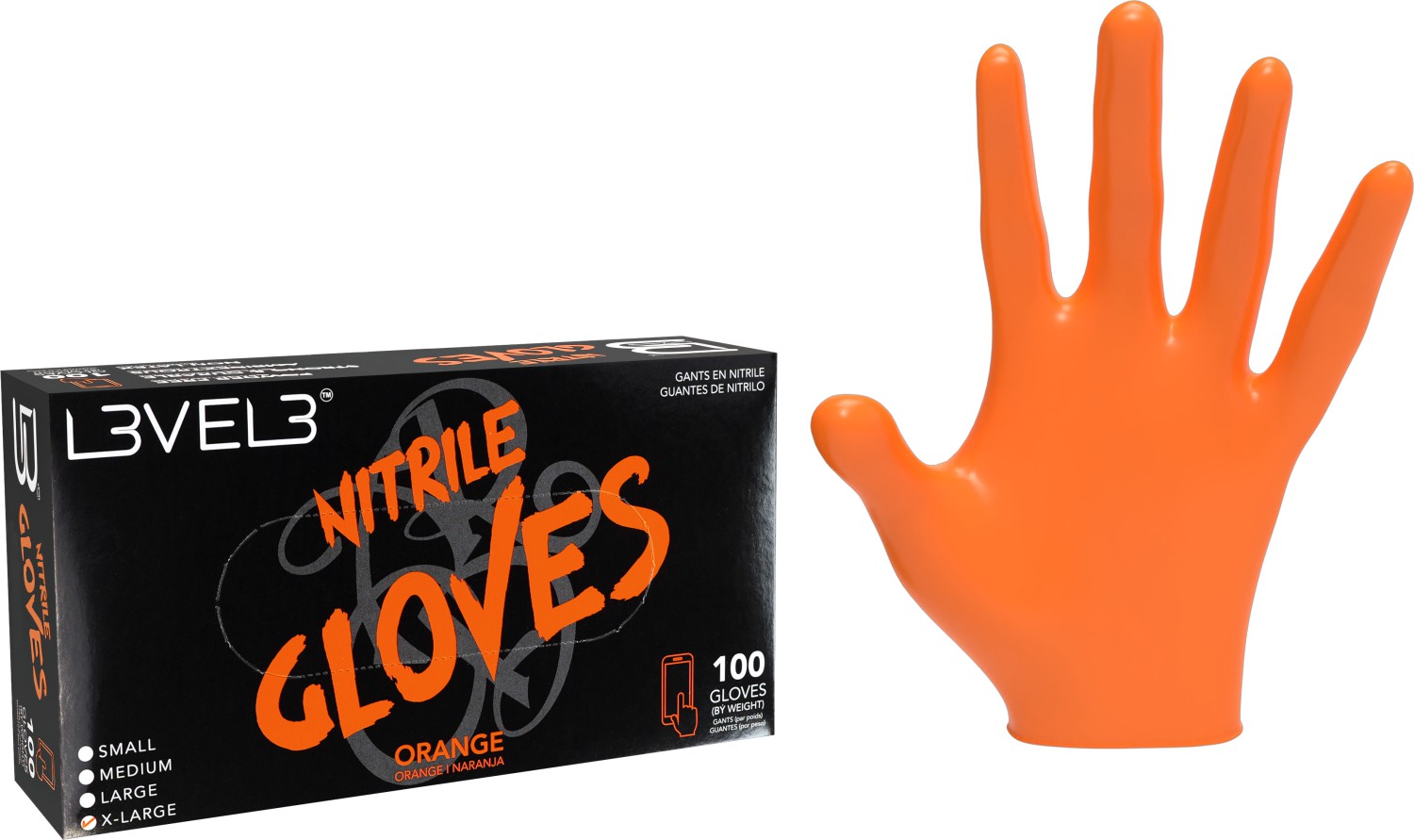  L3VEL3 Nitrile Gloves X-Large Orange 