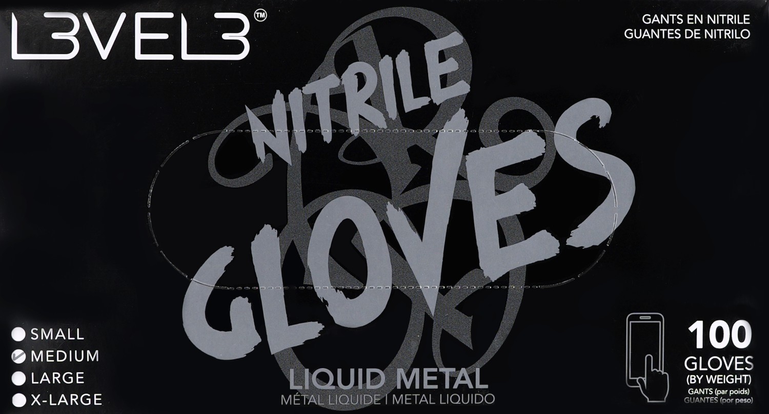  L3VEL3 Nitrile Gloves Medium Liquid Metal 