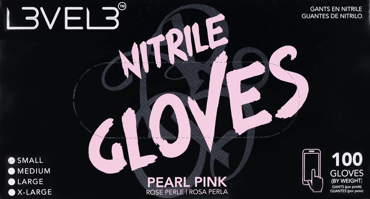  L3VEL3 Nitrile Gloves Small Pearl Pink 