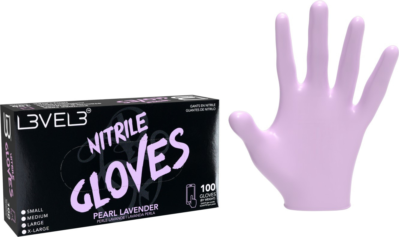  L3VEL3 Nitrile Gloves Large Pearl Lavender 