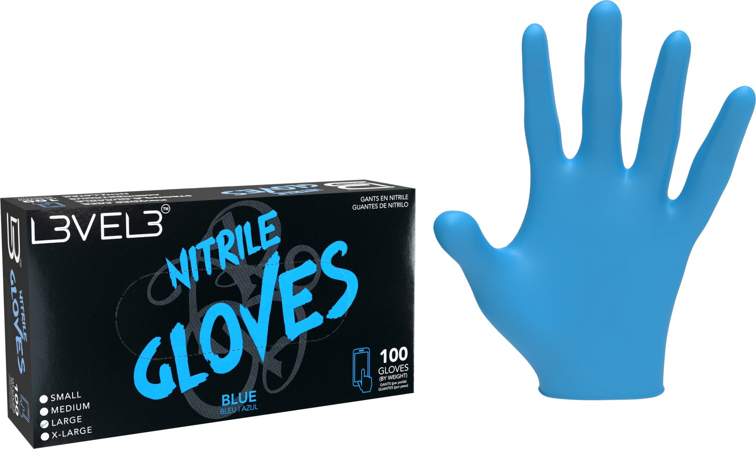  L3VEL3 Nitrile Gloves Large Blue 